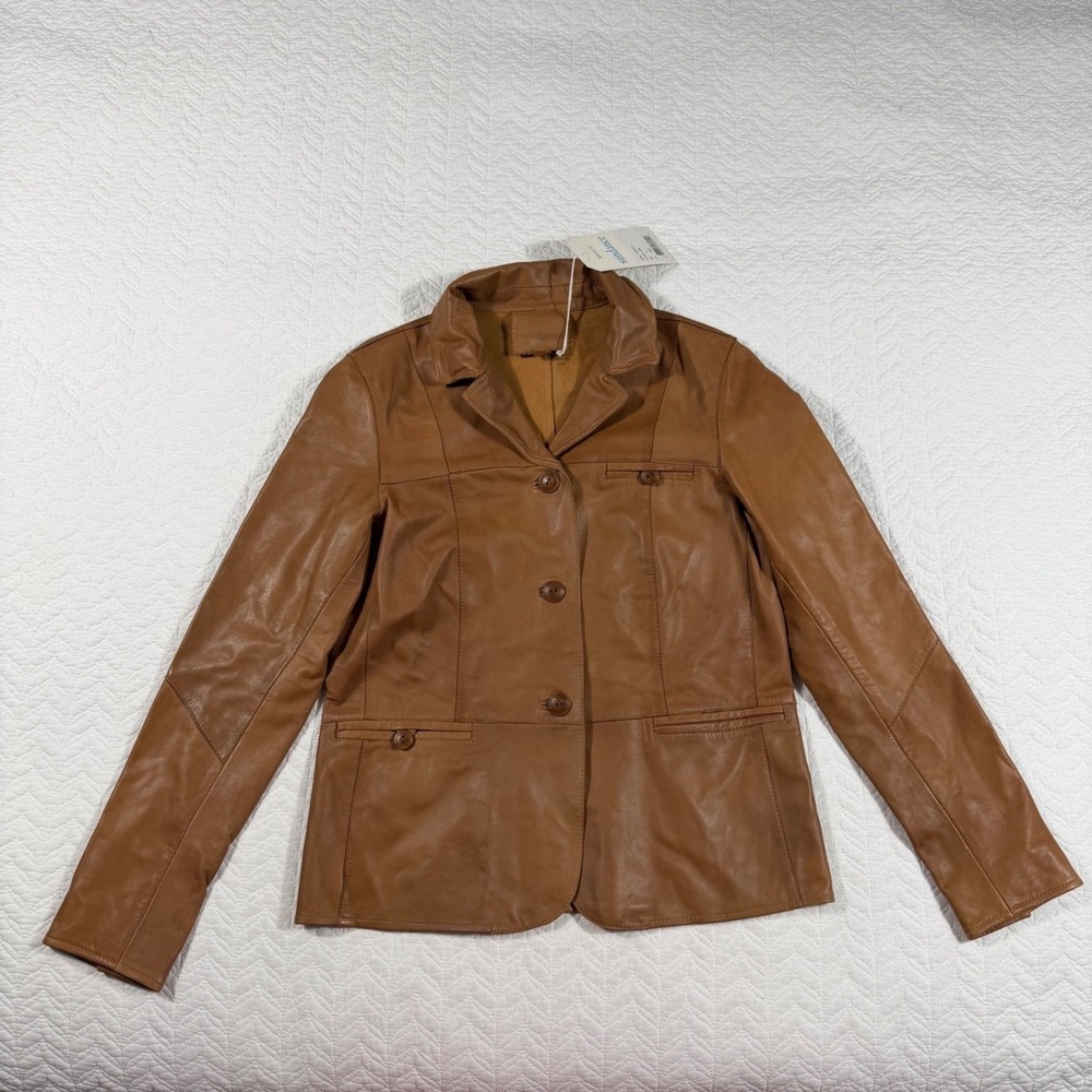 NWT Sundance Nashville 100%‎ Lamb Leather Blazer Jacket Brown Womens Size S